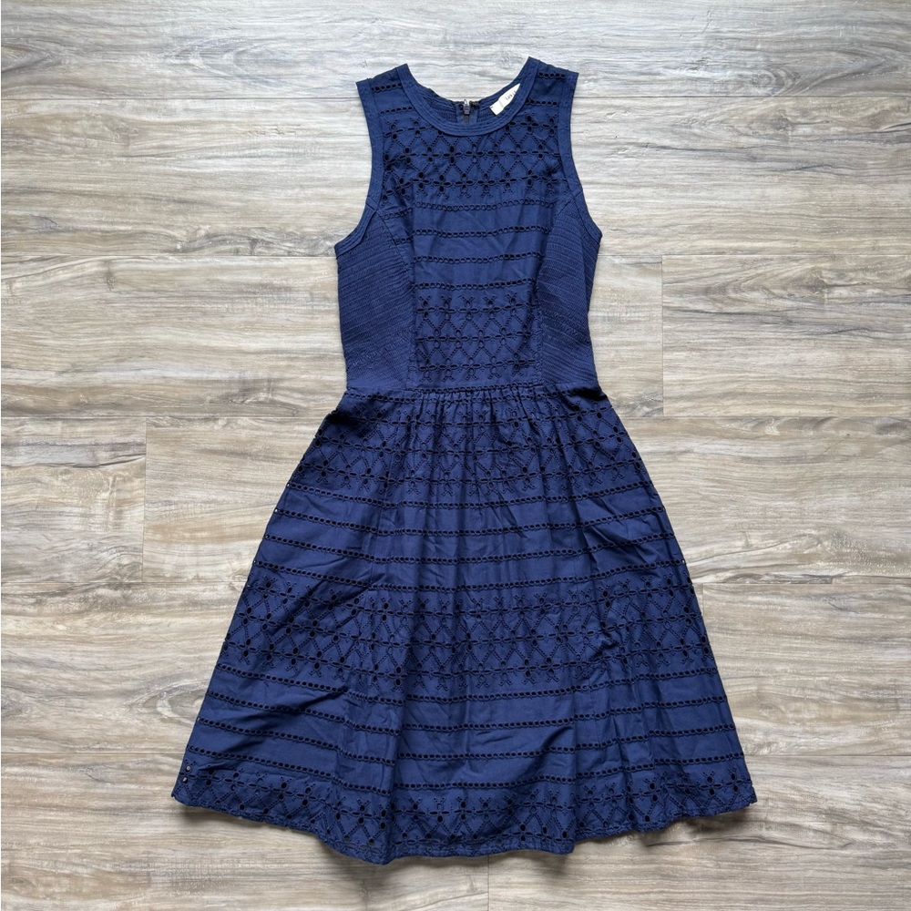 Lark & Ro Navy Textured Midi Dress